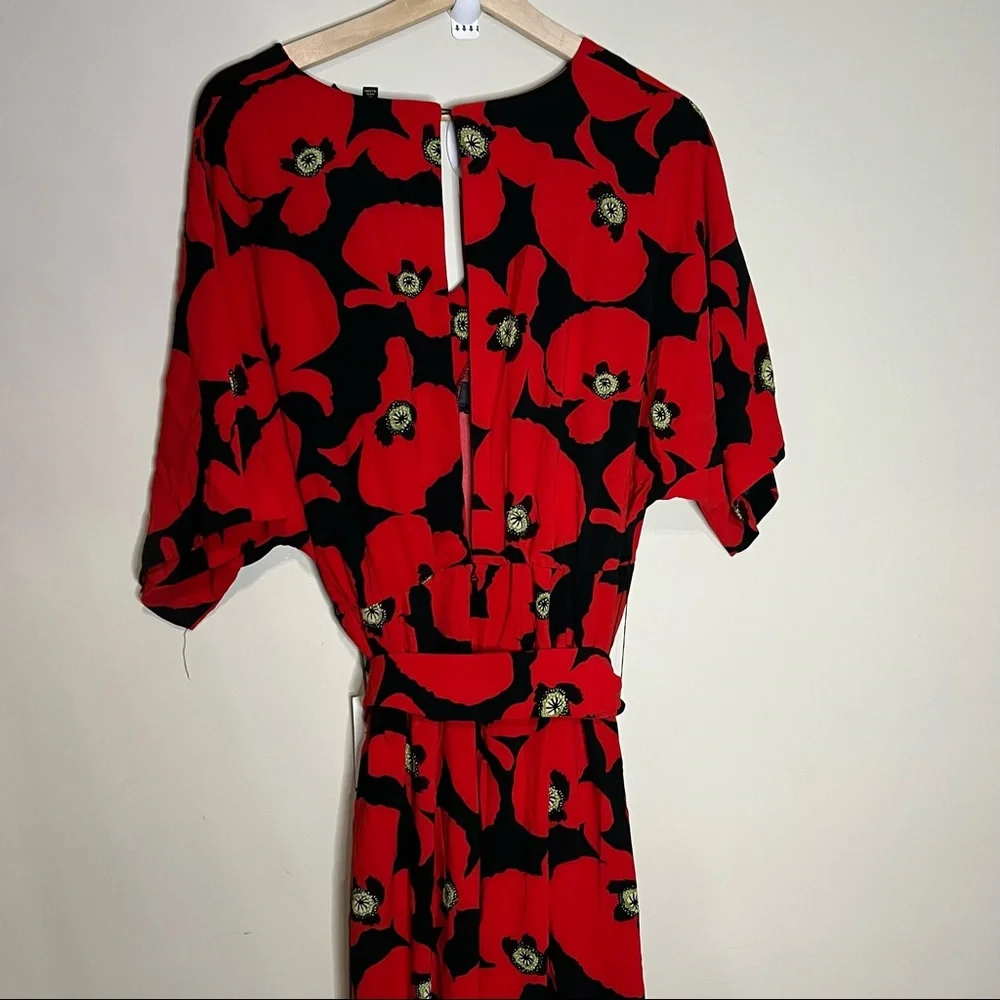 NWT ELOQUII WIDE LEG FLORAL RED JUMPSUIT SIZE 14 - Picture 10 of 12